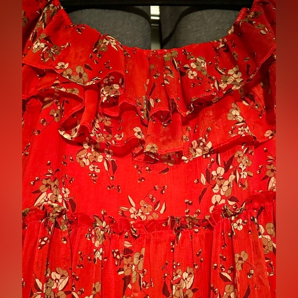 Zara Off-Shoulder Chiffon Floral Midi Dress size M - Picture 10 of 11